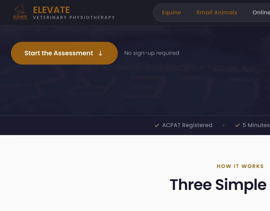 The practice’s free wellness check: ACPAT registered, 5 minutes, 100% free, and how it works in three steps: check the signs, see your results, take the next step.